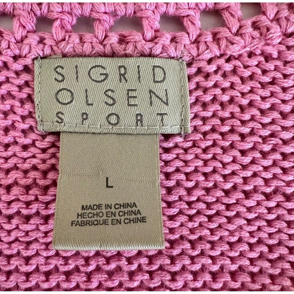 Vintage Sigrid Olsen Y2K Linen Blend Knit Sleeveless Top L Floral Sequin Coastal - Picture 3 of 5
